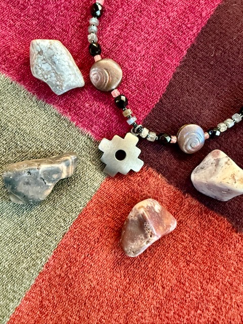 Energy Bundle - Pewter Chacana Pendant, Four Quarter Cloth, Sacred Stones